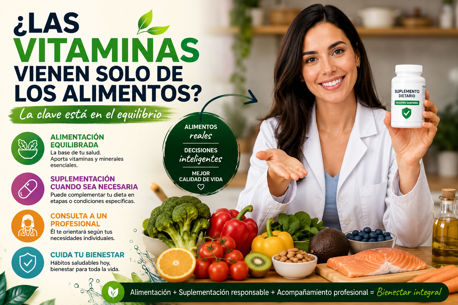 ¿Es posible obtener todas las vitaminas únicamente con la alimentación?