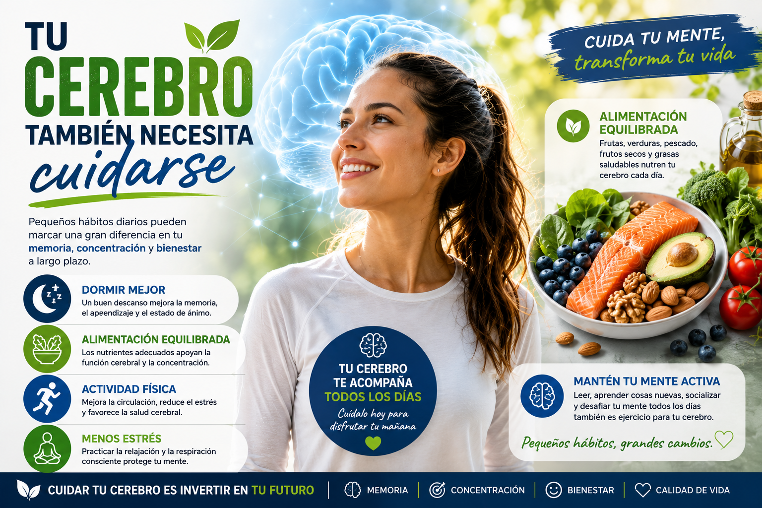 Cada vez más personas buscan cuidar su cerebro desde la alimentación y los hábitos saludables