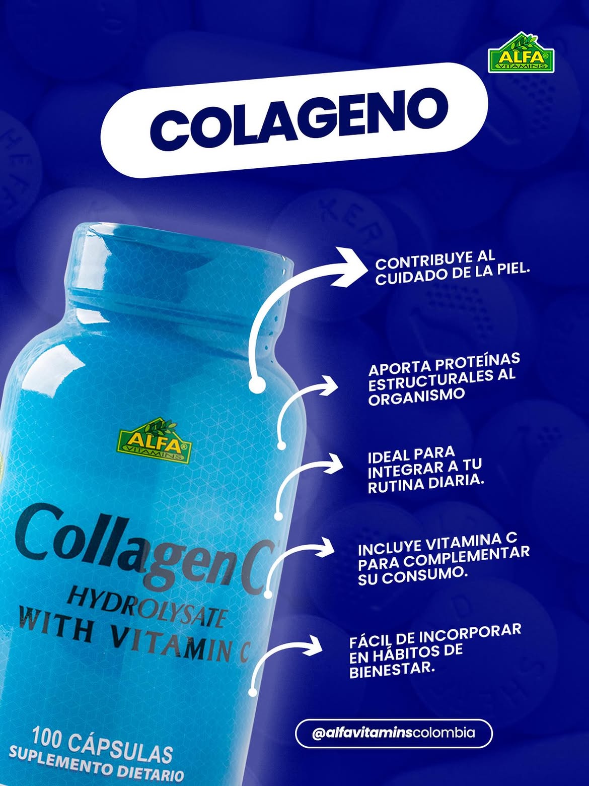 Colágeno + Vitamina C - 100 Capsulas