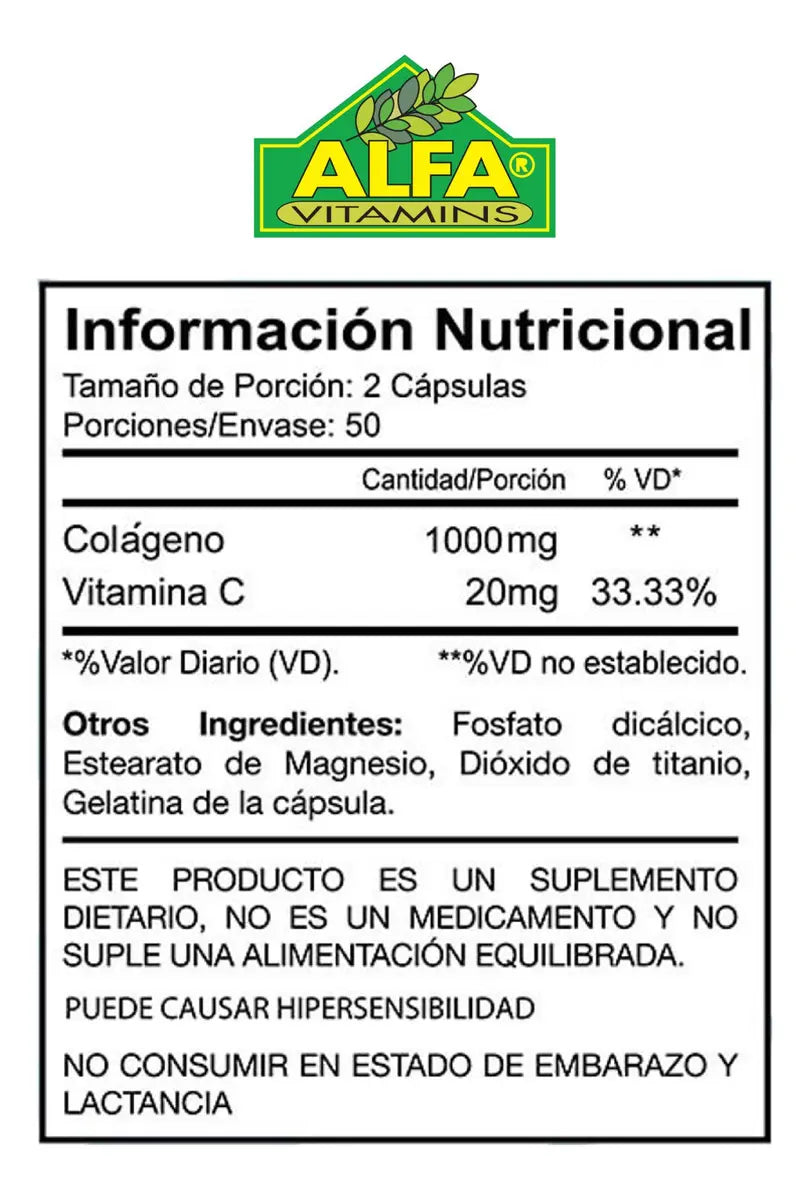 Colágeno + Vitamina C - 100 Capsulas