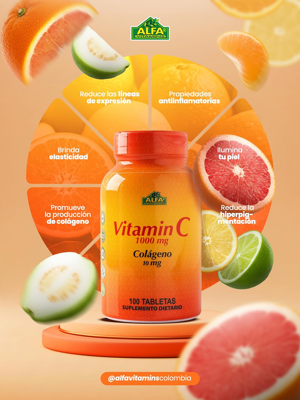 Vitamina C + Colageno 1000Mg + 10Mg - 100 tabletas